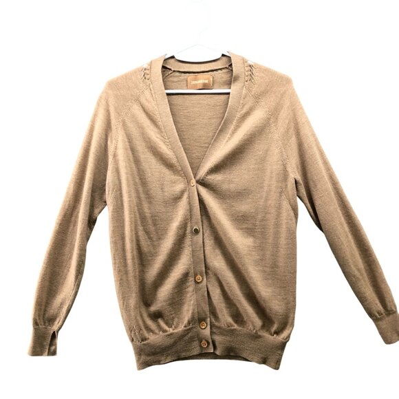 Zadig & Voltaire Maria Merino Wool Cardigan Womens S Tan V-Neck Button Front - Picture 1 of 12